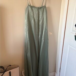 Abercrombie & Fitch Satin Maxi Slip Dress in Sage Green